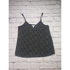 ABOUND Women's Size Small Black Ivory Dot Print Chiffon V-Neck Camisole Tank Top